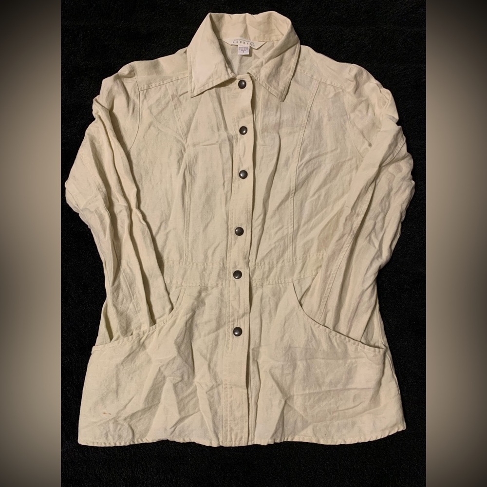 Vintage Compagnie Internationale EXPRESS Women’s Khaki S Full Button Blazer NWOT